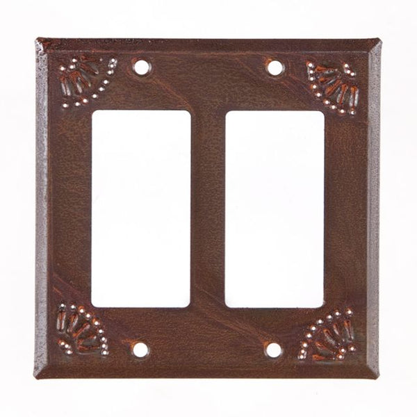 Double Rocker Cover with Chisel in Rustic Tin (Set of 2)