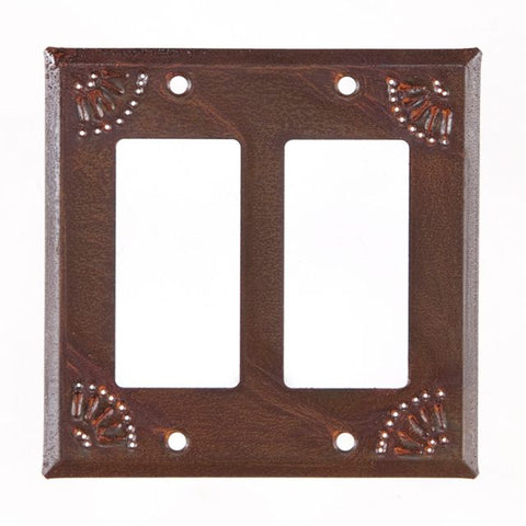Double Rocker Cover with Chisel in Rustic Tin (Set of 2)