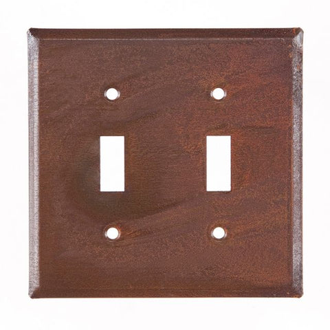 Double Switch Cover Unpierced in Rustic Tin