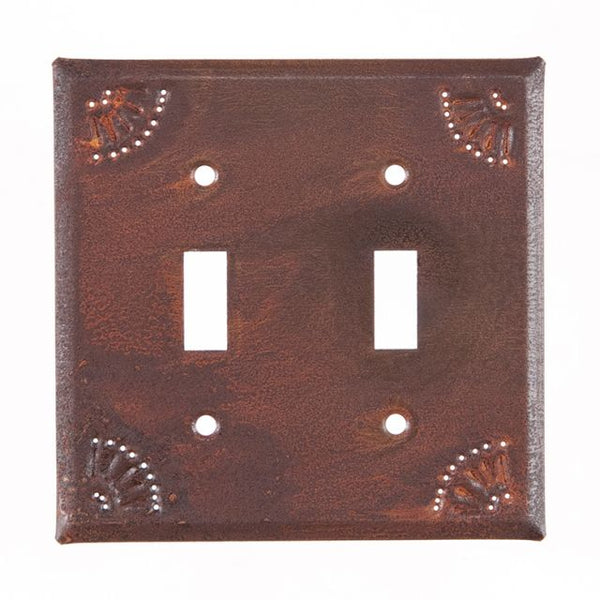 Double Switch Cover with Chisel in Rustic Tin (set of 2)