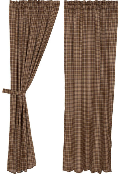 Prescott Panel Scalloped Set of 2 84x40, tan brown cream, Primitive Country Farmhouse Window Treatments Curtains Home Decor.