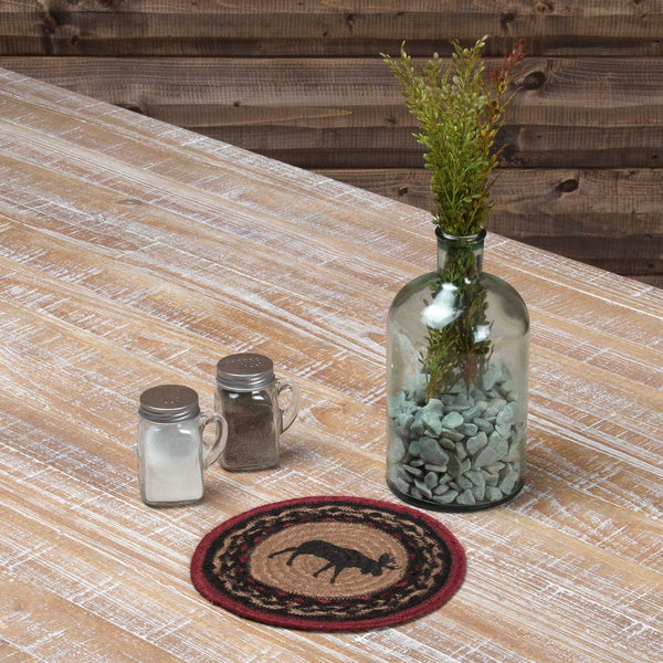 Cumberland Stenciled Moose Jute Trivet 8, Primitive Country Farmhouse Table Kitchen Dining Decor