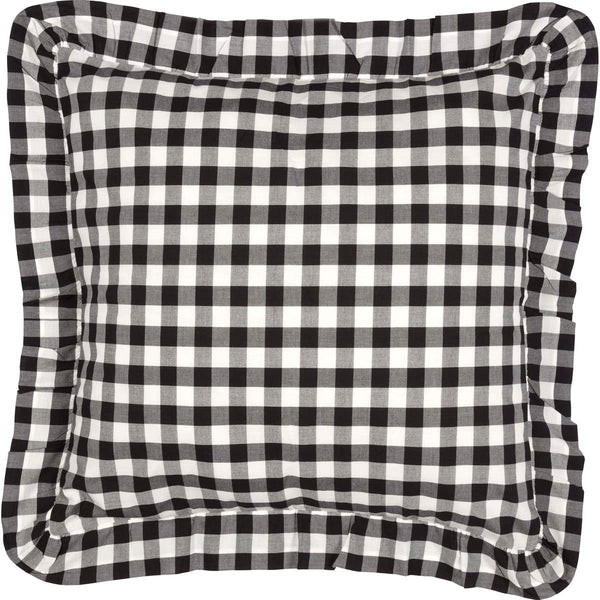Annie Buffalo Black Check Fabric Euro Sham 26x26, Primitive Country Farmhouse Large Check Bedding Pillow