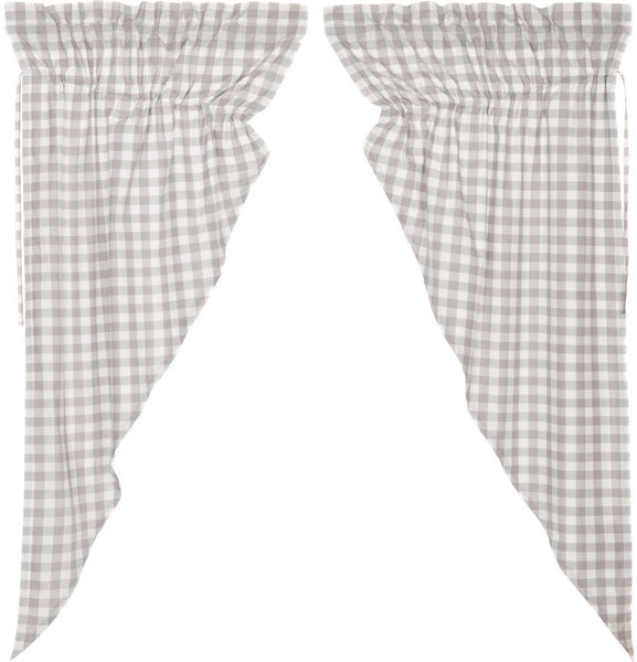 Annie Buffalo Grey Check Prairie Short Panel Curtain Set of 2 63x36x18