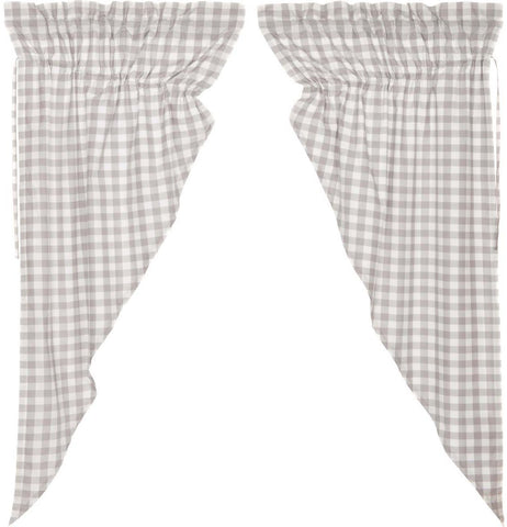 Annie Buffalo Grey Check Prairie Short Panel Curtain Set of 2 63x36x18