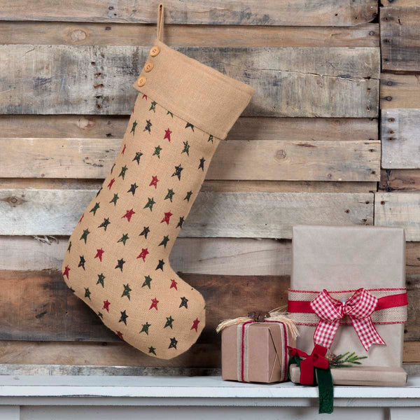 Primitive Star Jute Stocking 12x20, Primitive Country Farmhouse Holiday Christmas Home Décor Bedding & Accessories