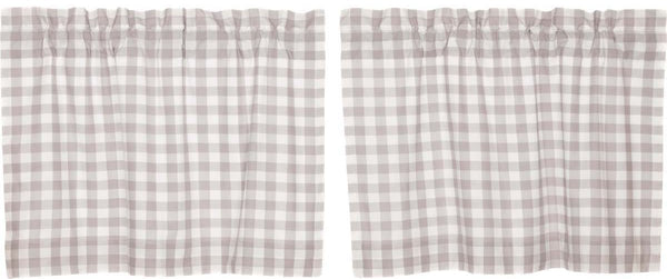 Annie Buffalo Grey Check Tier Set of 2 L24xW36, Primitive Country Farmhouse Window Treatments Curtains Large Check