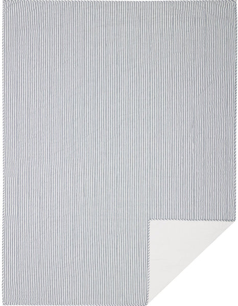 Sawyer Mill Blue Ticking Stripe Twin Quilt Coverlet 68Wx86L,  denim blue and soft white ticking stripes, Primitive Country Farmhouse bedding Home Decor.