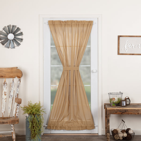 Tobacco Cloth Khaki Door Panel 72x42, Primitive Country Farmhouse Window Treatments Curtains Home Decor.