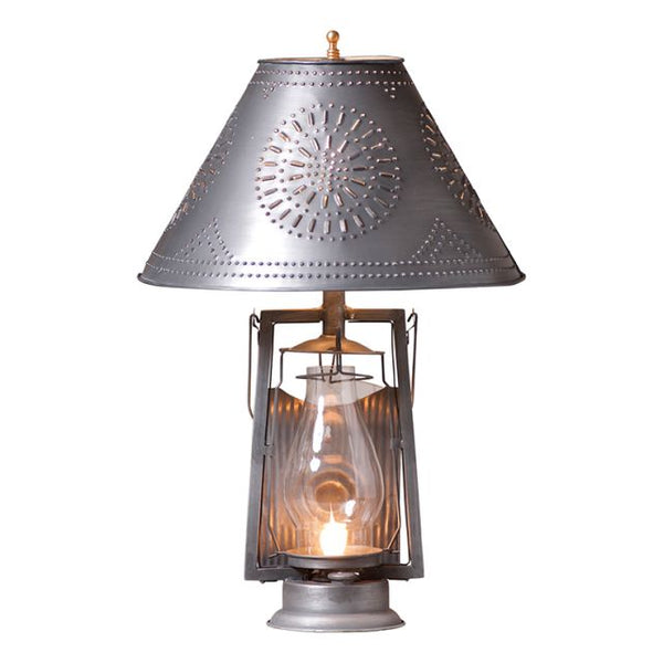 Our Farmer's Lamp with Shade in Antique Tin is an interesting looking lamp for those with more industrial taste. Visit website for FREE s/h & discount offers. Primitive Country Farmhouse Lighting Home Decor.