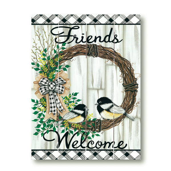 Friends Welcome - Wreath Pallet Art