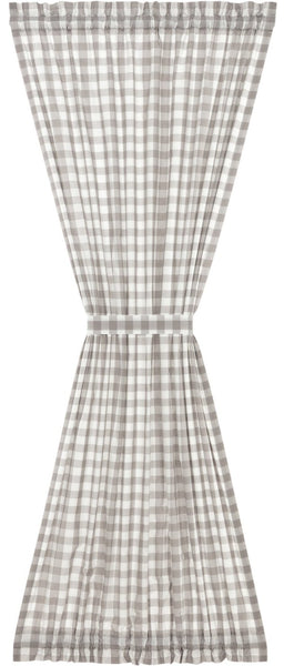 Annie Buffalo Grey Check Door Panel 72x40, array of grey and white checks, Primitive Country Farmhouse Window Treatments Curtains Home Decor.