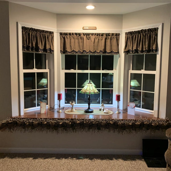 Black Check Scalloped Layered Valance 16x72