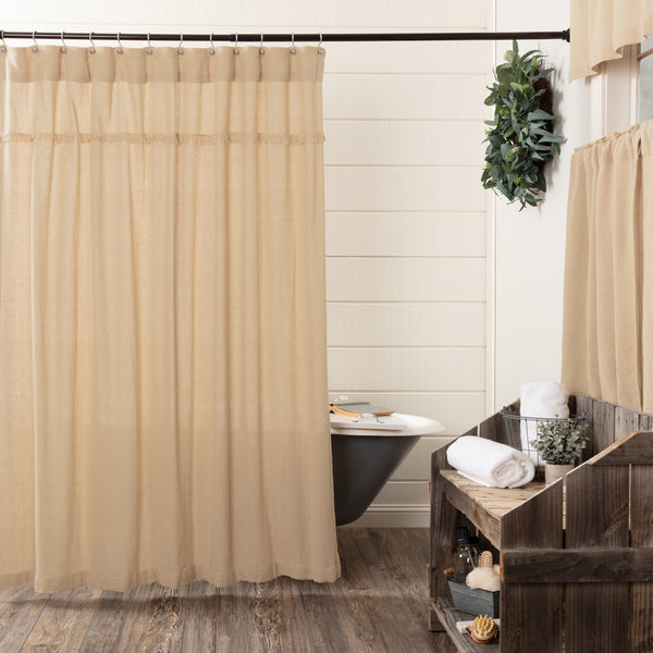 Burlap Vintage Shower Curtain 72x72, Primitive Country Farmhouse Bathroom Bath Home Decor.