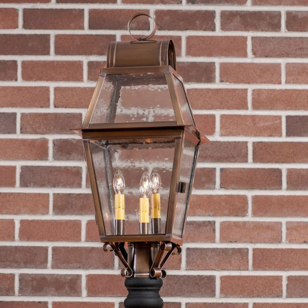 Independence Outdoor Post Light in Solid Weathred Brass - 3-Light