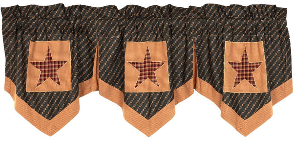 Patriotic Patch Star Block Valance Pleated 20x60, Patriotic Patch Star Block Valance Pleated 20x60, window treatments, curtains, primitive country farmhouse home decor.