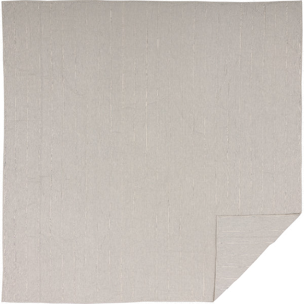 Hatteras Seersucker Blue Ticking Stripe Queen Quilt Coverlet 90Wx90L, features denim blue and cotton white in an elegant ticking stripe. Primitive Country Farmhouse Bedding Home Decor.