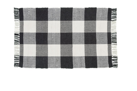 WICKLOW CHECK RAG RUG 3X5 BLACK/CREAM