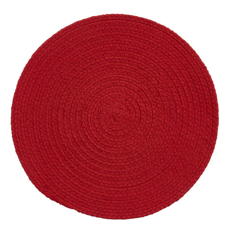 These round Red Essex Placemats feature braided cotton to create a beautiful texture. Simply elegant!  Color: Cherry Red