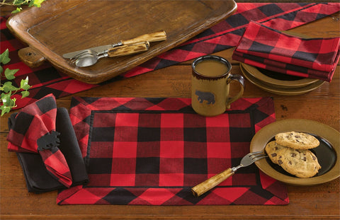 Red and black Buffalo Check Napkins are vintage and cutting edge country decor at the same time! Add more buffalo to your table and home with our Buffalo Check Home Decor!
