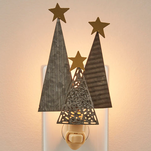 GALVANIZED TREES NIGHT LIGHT