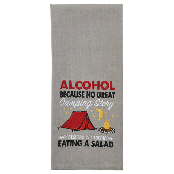 Add some humor to your campsite with the whimsical No Great Camping Story Embroidered Dishtowels! The beautifully embroidered dishtowels are sure to brighten the day! Complete the collection with the "Too Early To Drink" and "Super Power" dishtowels!