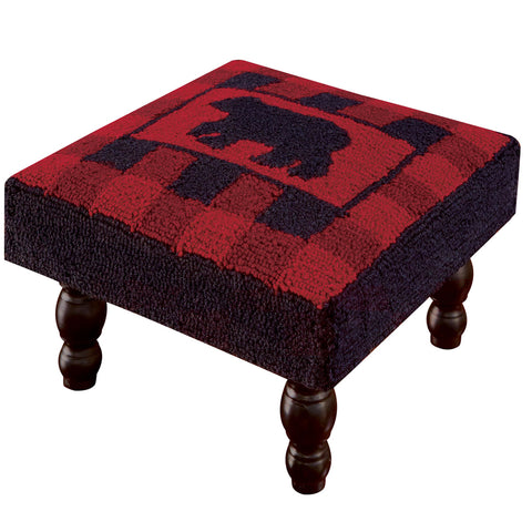 The red and black buffalo checks on the Buffalo Check Bear Hooked Stool are vintage and cutting edge country decor at the same time! This adorable hooked foot stool features a whimsical black bear surrounded buffalo check. Coordinating Buffalo Check Throw and Buffalo Check Bench also available.