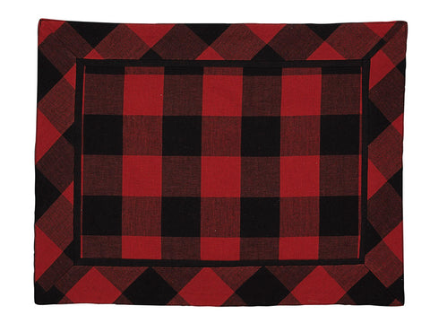 Red and black buffalo checks are vintage and cutting edge country decor at the same time! Park mixes it up a bit with putting the check in the border on the bias on these placemats. Add more buffalo to your table and home with our Buffalo Check Home Decor!