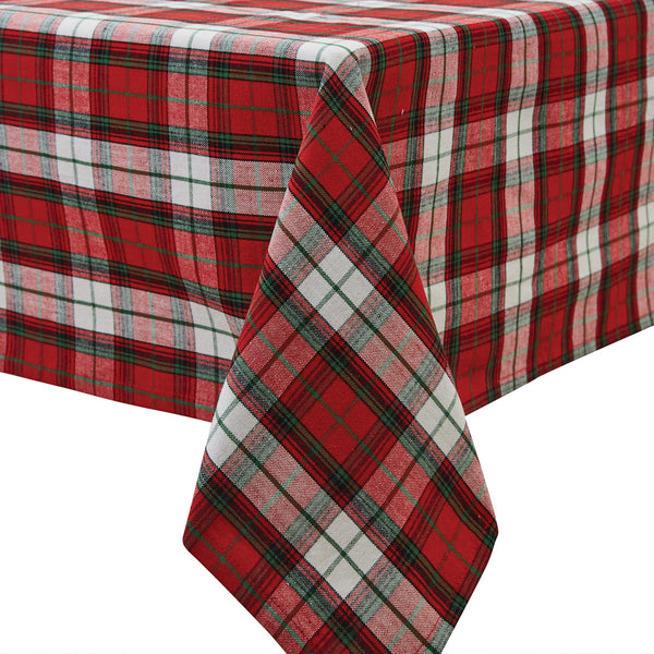 Bring the celebration and magic of the Christmas season to your table with the Flurry Friends Tablecloth! A gorgeous festive red, green, and candlelight white plaid is sure to charm your guests and bring a warm holiday feeling to any home decor! Available in two sizes (sold separatley).