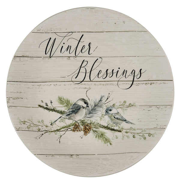 Bring the celebration and magic of the season to your kitchen decor with the Winter Blessings Salad Plates! The plates depict a gorgeous bird scene and feature charming lettering! Sure to charm your guests!