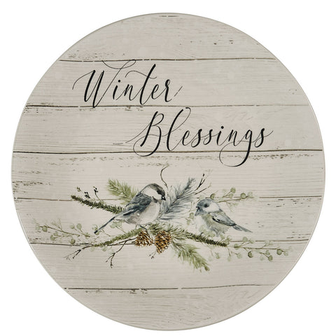 Bring the celebration and magic of the season to your kitchen decor with the Winter Blessings Salad Plates! The plates depict a gorgeous bird scene and feature charming lettering! Sure to charm your guests!