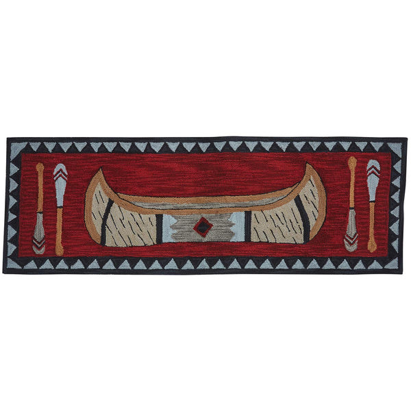 Wilderness Canoe Hooked Rug Runner 2' x 6'