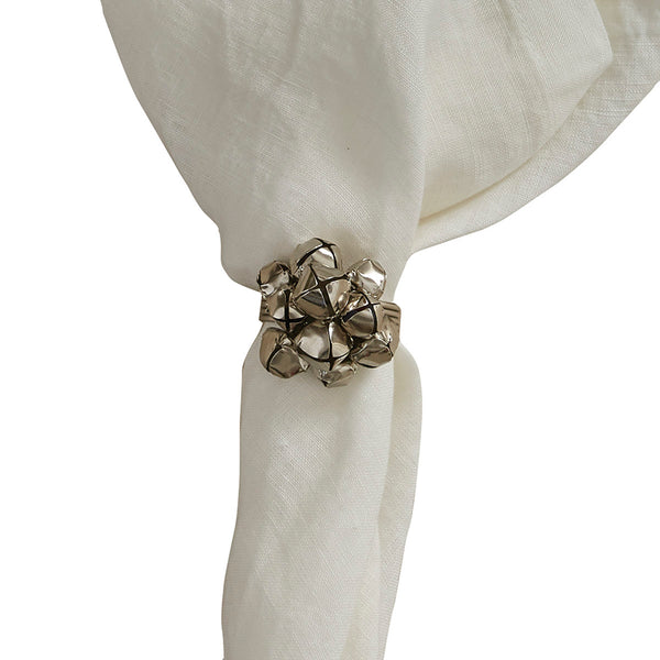 JINGLE BELL CLUSTER NAPKIN RING SILVER (SET OF 4)