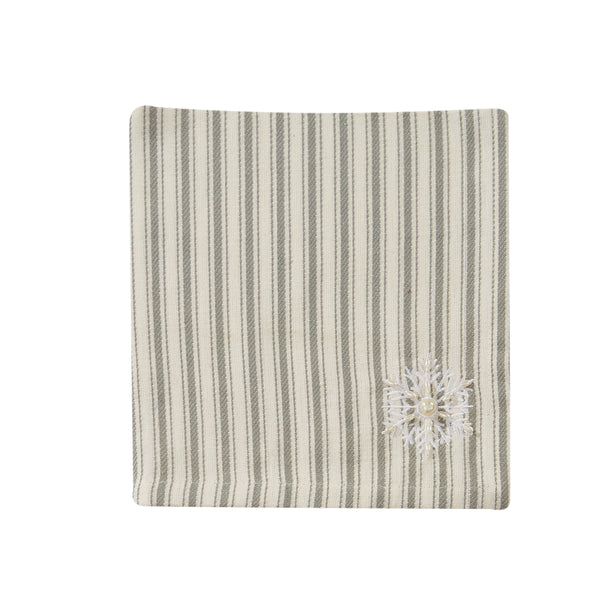 The Snowfrost Embroidered Napkin is sure to add a crisp and cozy feel to your winter table top! Use alone or pair with the complete table setting of table runners and placemats.