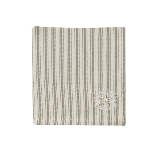 The Snowfrost Embroidered Napkin is sure to add a crisp and cozy feel to your winter table top! Use alone or pair with the complete table setting of table runners and placemats.