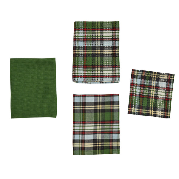Add a beautiful rustic touch to your kitchen with the Happy Trails Dishtowel Set! The classic plaid pattern is a timeless way to add style to your decor! Coordinate with the complementary Happy Trails kitchen linens and curtains for a complete look!