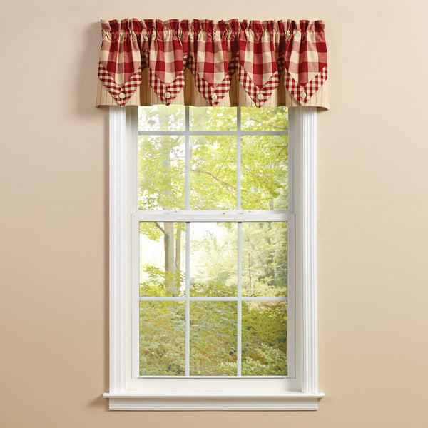 WICKLOW CHECK LINED POINT VALANCE 72X15 GARNET