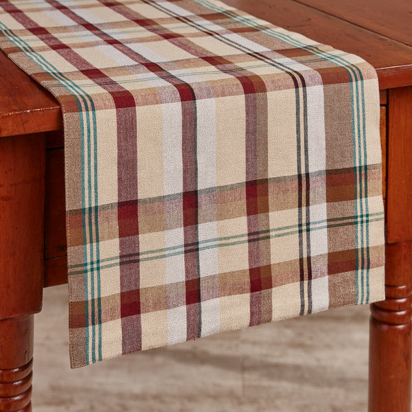 The Gamekeeper Plaid Table Runner add a charming touch to your country table! Featuring a classic plaid design in tones of antique white, tan, red, green, and black, these table runners will be a stylish accent to your decor! Decorate your entire kitchen with all of the Gamekeeper Plaid Collection!