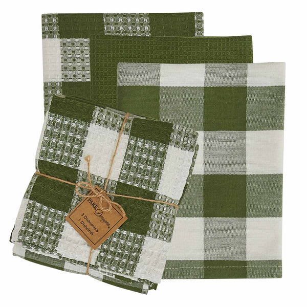WICKLOW CHECK 3 DISHTOWEL/1 DISHCLOTH SET - SAGE