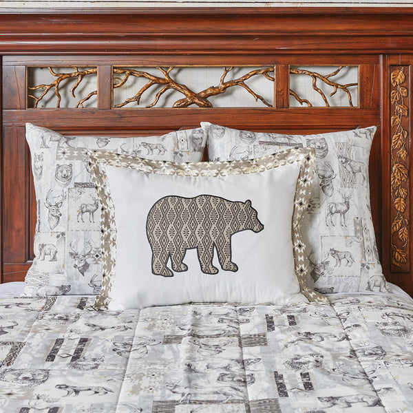 The Wild And Beautiful King Sham will complete the look with the matching Wild and Beautiful King Bedspread and coordinating Wild and Beautiful Bed Skirt! A large bear silhouette accent just brings out its charm even more!