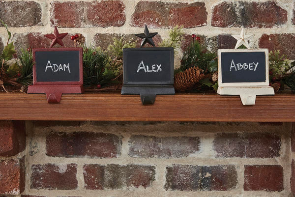 CHALKBOARD STOCKING HANGER WHT