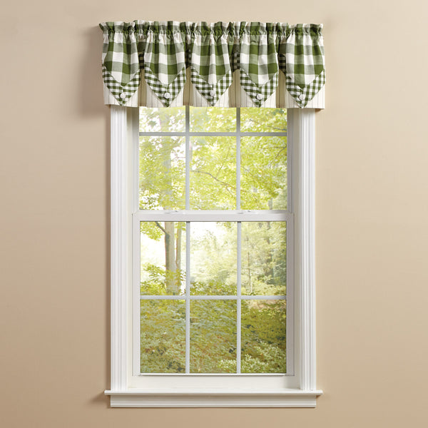 WICKLOW CHECK LINED POINT VALANCE 72X15 SAGE