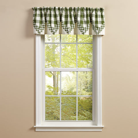 WICKLOW CHECK LINED POINT VALANCE 72X15 SAGE