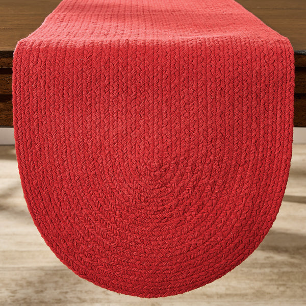 These round Red Essex Table Runner features a braided cotton to make a beautiful texture.  Simply elegant!  Color: Red