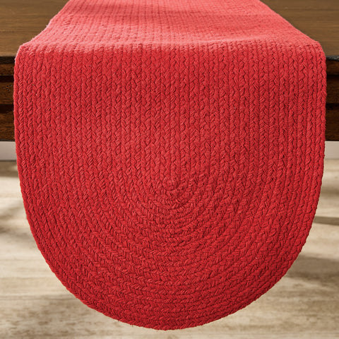These round Red Essex Table Runner features a braided cotton to make a beautiful texture.  Simply elegant!  Color: Red