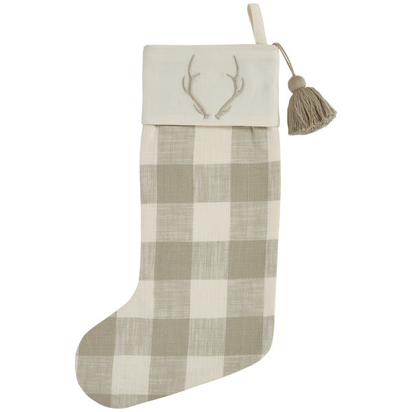 Signature Antler Christmas Stocking - Check (Set of 2)