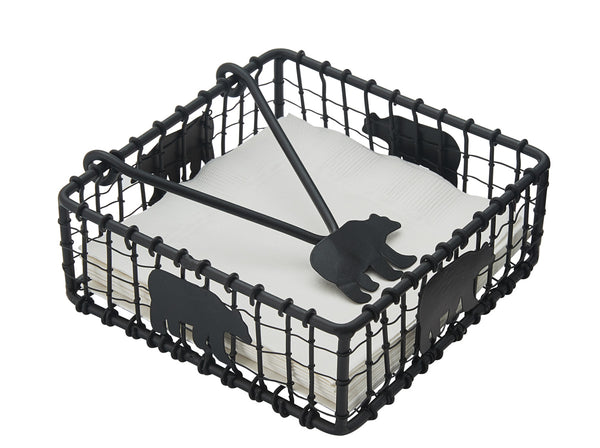 Great for indoors or outdoors, the Black Bear Wire Beverage Napkin Holder can add a fun touch to your lodge decor. Get the coordinating Black Bear Wire Luncheon Wire Napkin Holder too (as pictured/sold separately).