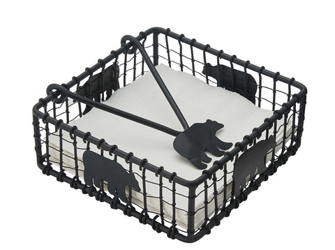Great for indoors or outdoors, the Black Bear Wire Beverage Napkin Holder can add a fun touch to your lodge decor. Get the coordinating Black Bear Wire Luncheon Wire Napkin Holder too (as pictured/sold separately).