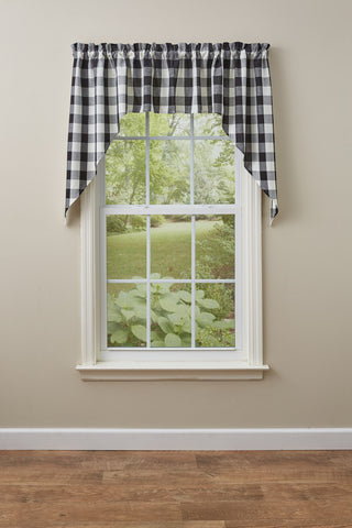 WICKLOW CHECK SWAG 72X36 BLACK/CREAM