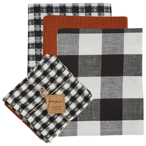 AUTUMN CHECKERBOARD 3 DISHTOWEL/1 DISHCLOTH SET